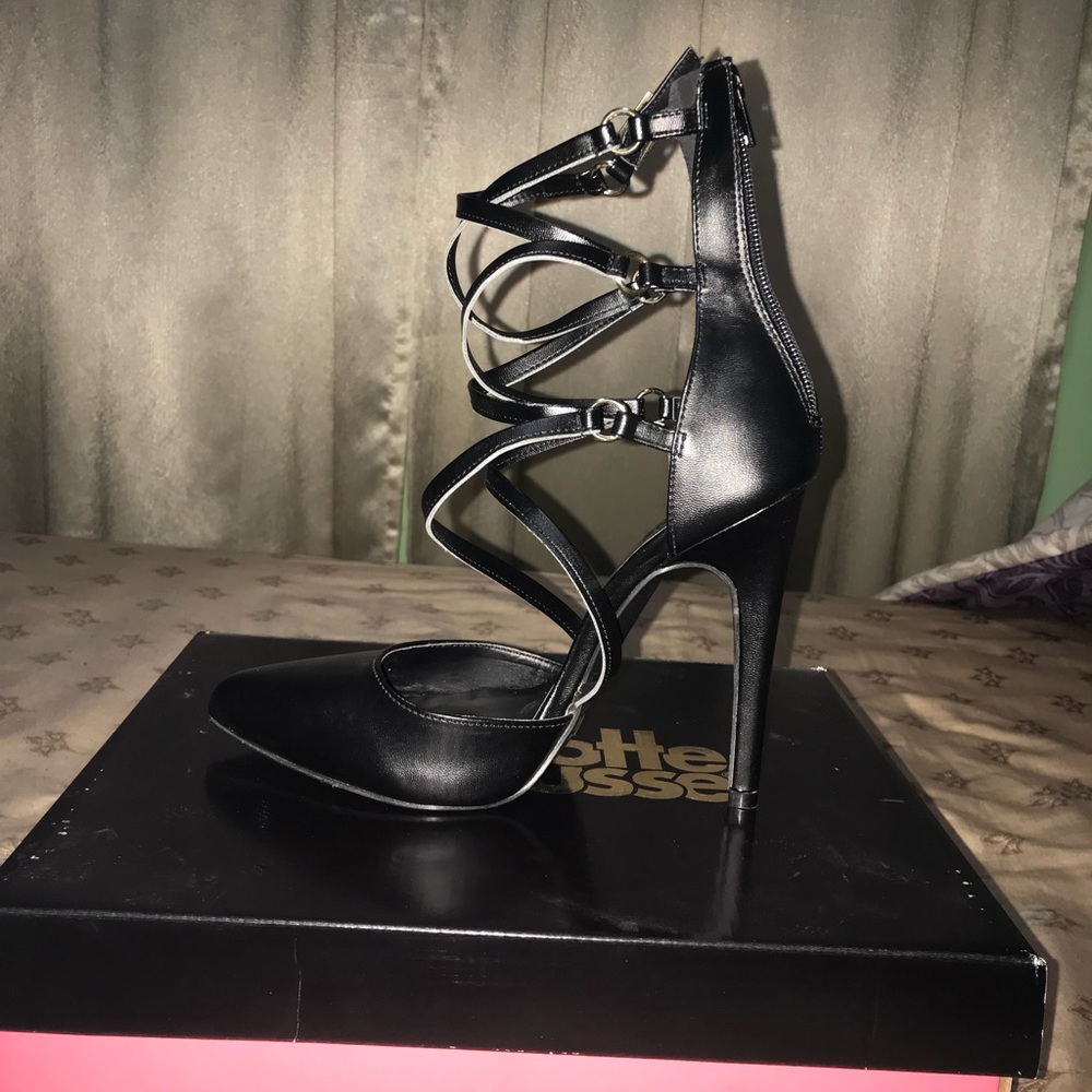 Black strappy heels